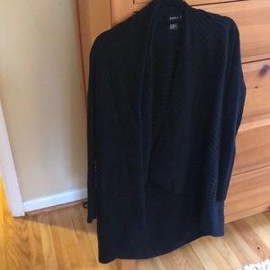 Black 100% cotton cardigan with ribbed texture